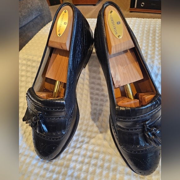 Mezlan Vintage Black Leather Tassel Jordan Wingtip Loafers Size 9.5 main image 8